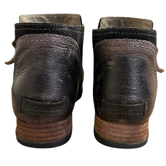 Sorel Major Low Ankle Boots Booties Black Leather Side Zip Women Size 8 B19 - Picture 5 of 10